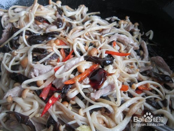 怎么做金针菇黑木耳炒肉丝