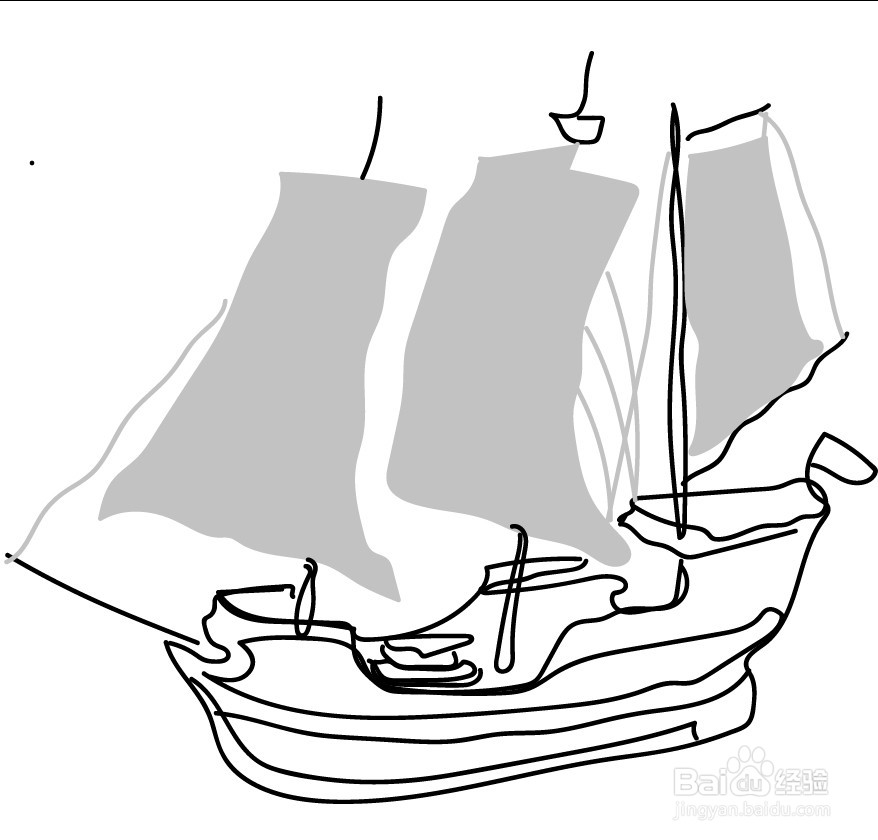 帆船的简笔画