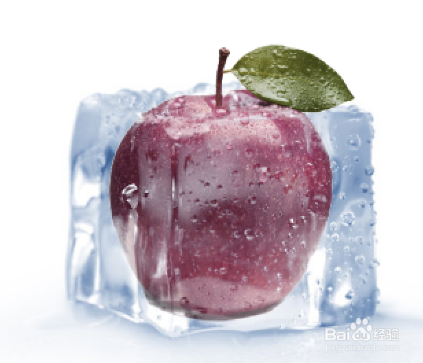 Photoshop如何将苹果放在冰块里