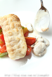 蘑菇奶油配银鳕鱼