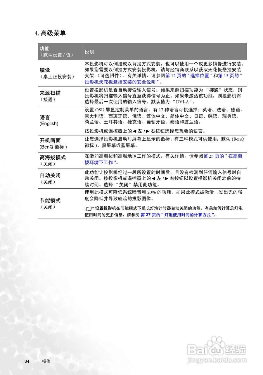 明基W100投影机使用说明书:[4]