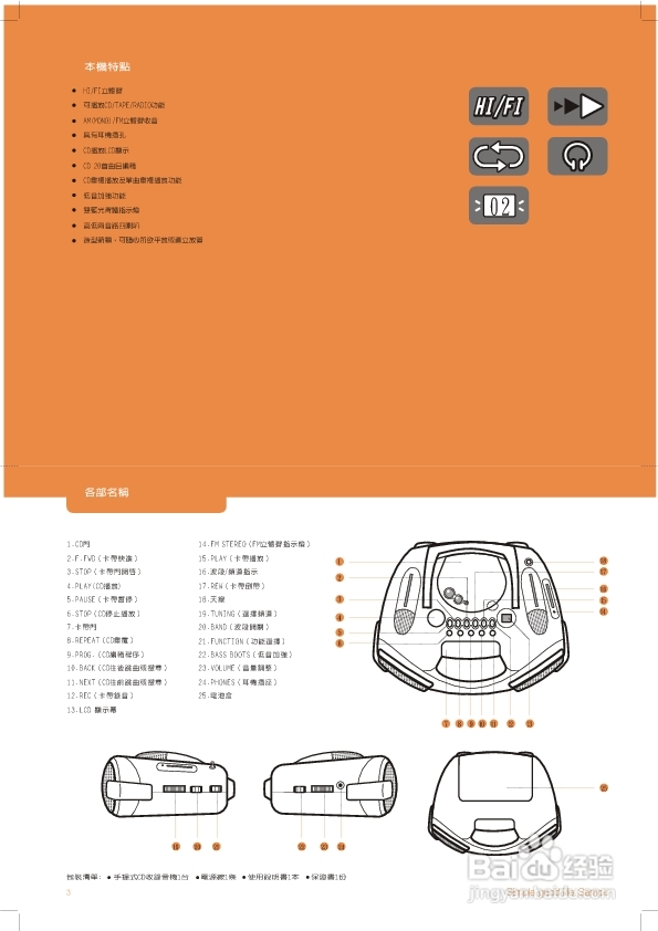 旺德电通AK-W303L手提式CD收录音机说明书