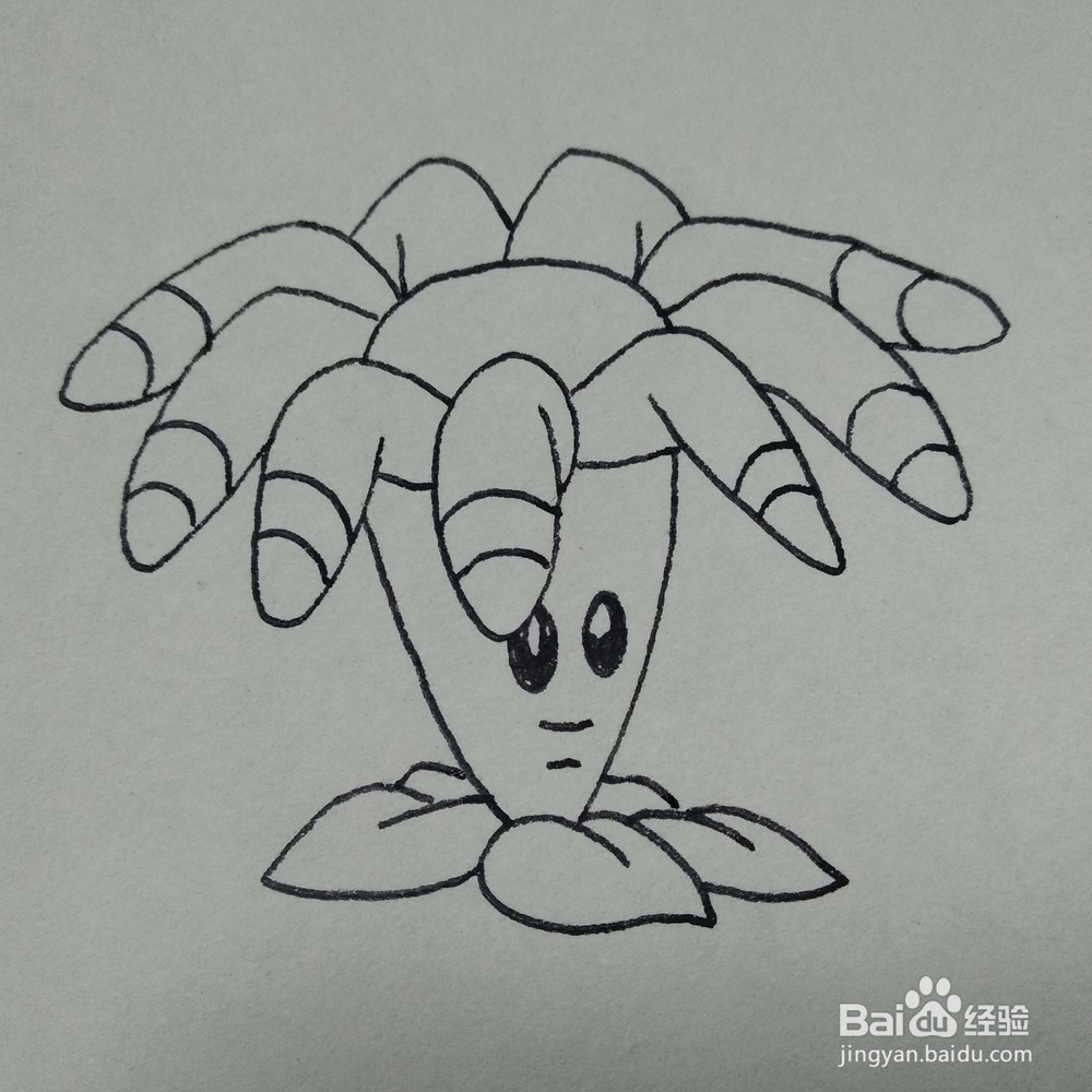 如何画植物大战僵尸中的回形标射手卡通简笔画