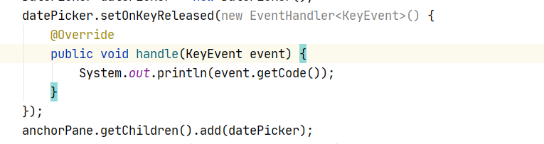 javafx如何设置DatePicker的KeyReleased事件