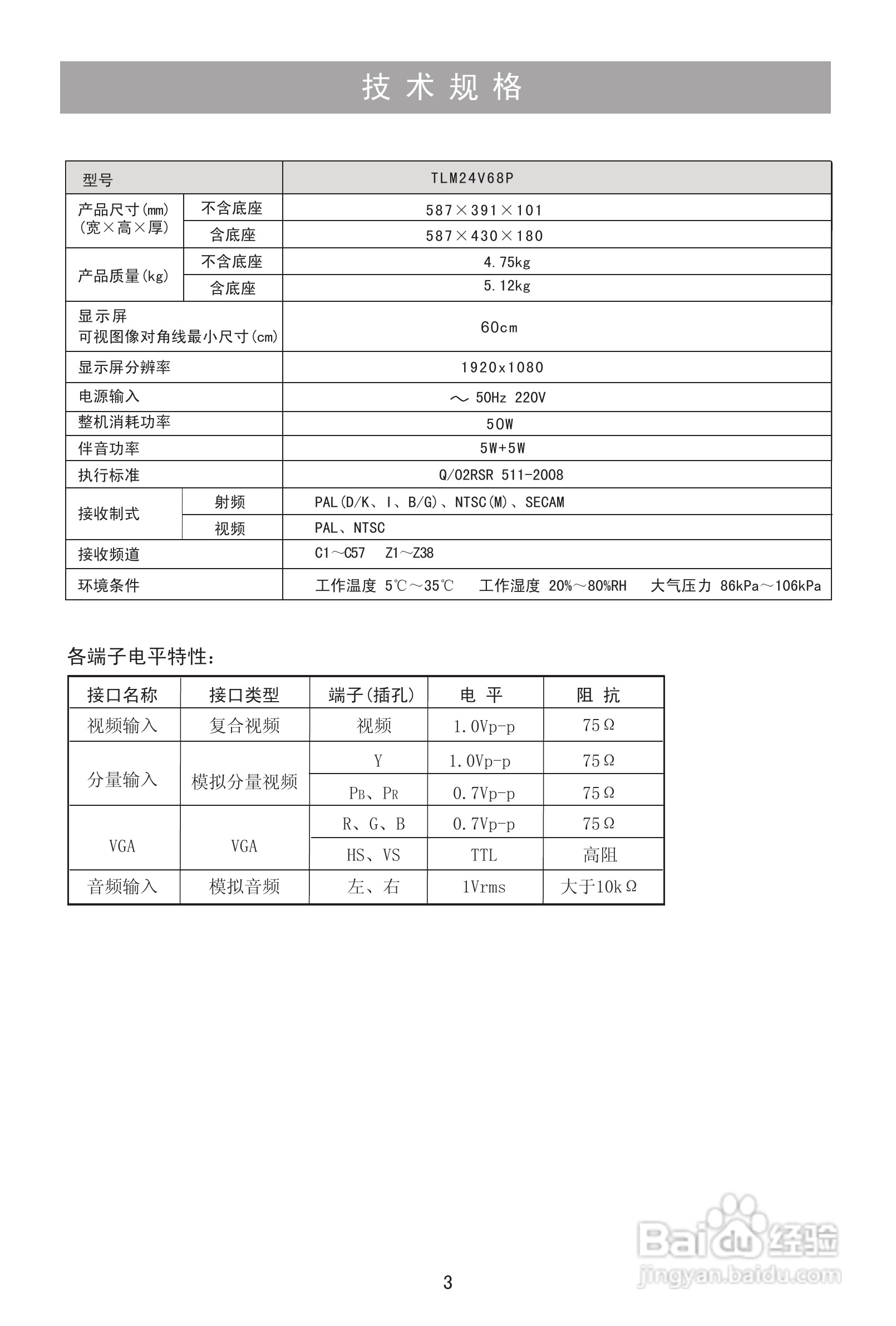 海信TLM24V68P液晶彩电使用说明书:[1]