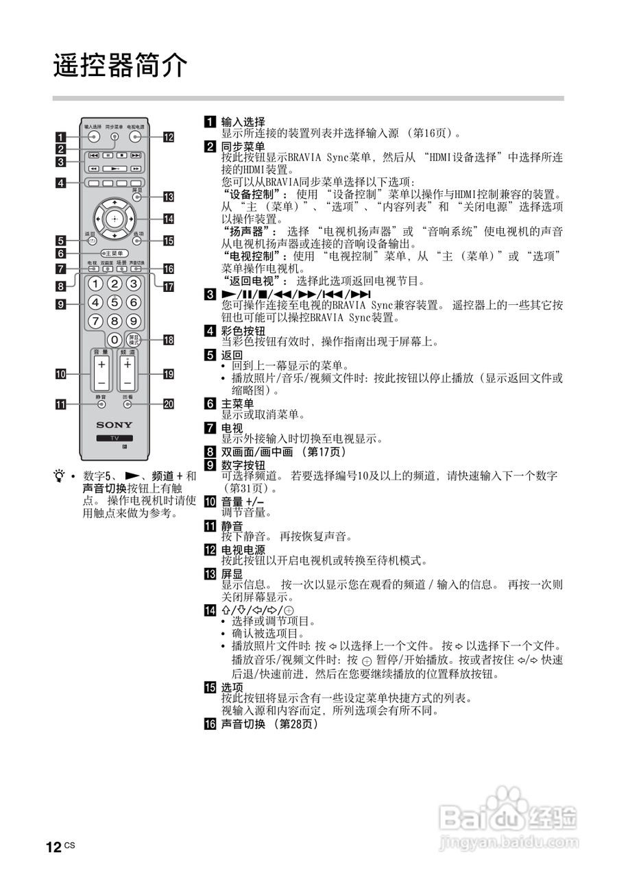 sony电视机说明书图片