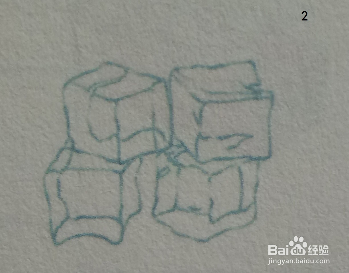 可口的方形食物：冰块的简笔画