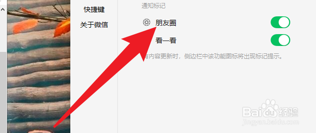 电脑微信怎么开启朋友圈通知标记