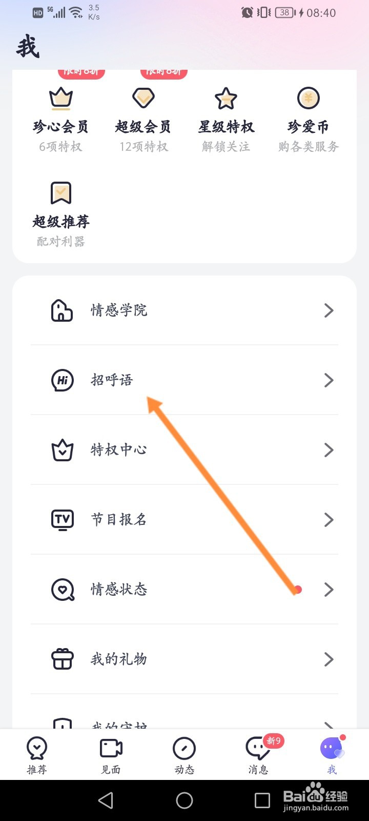 珍爱软件怎么设置招呼语
