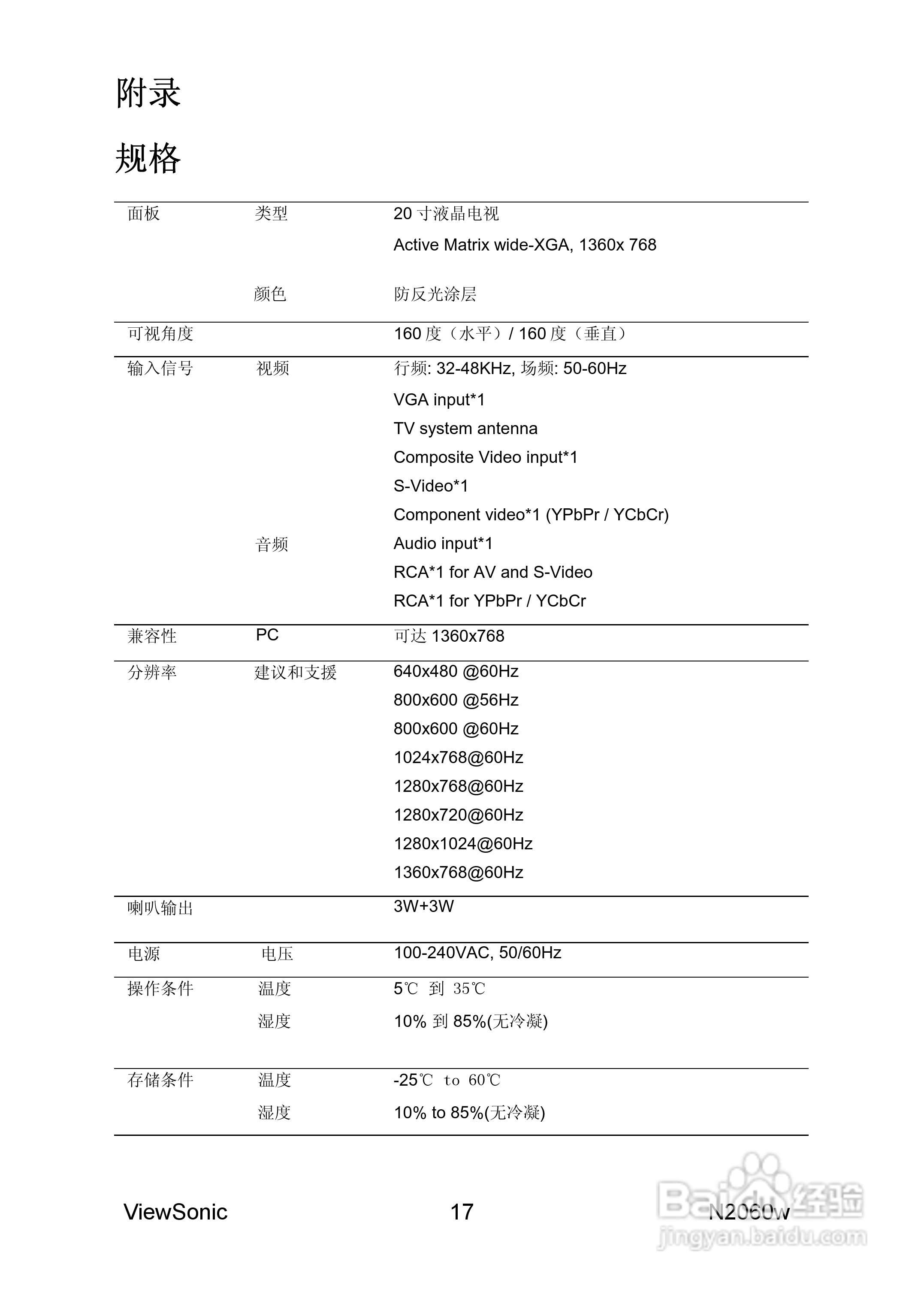 优派N2060w液晶彩电使用说明书:[2]