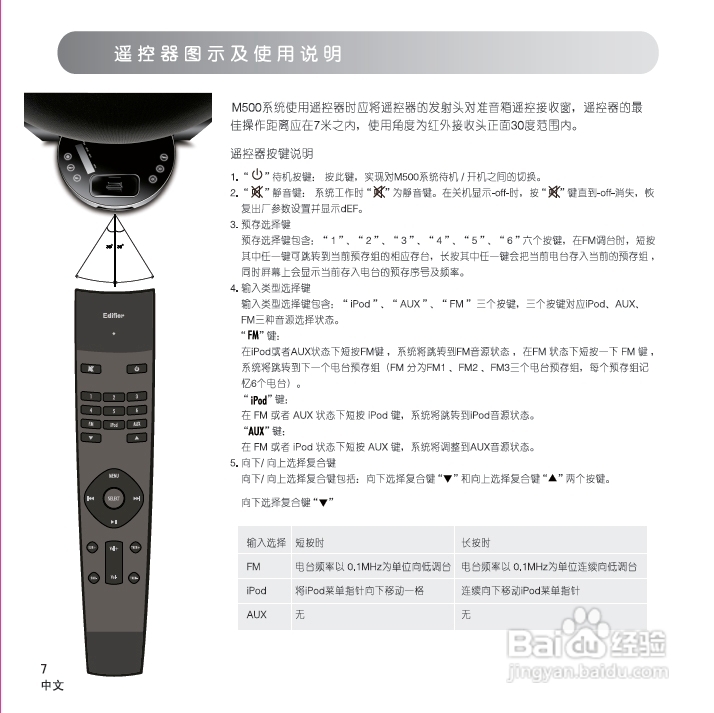 漫步者 M500音箱使用说明书