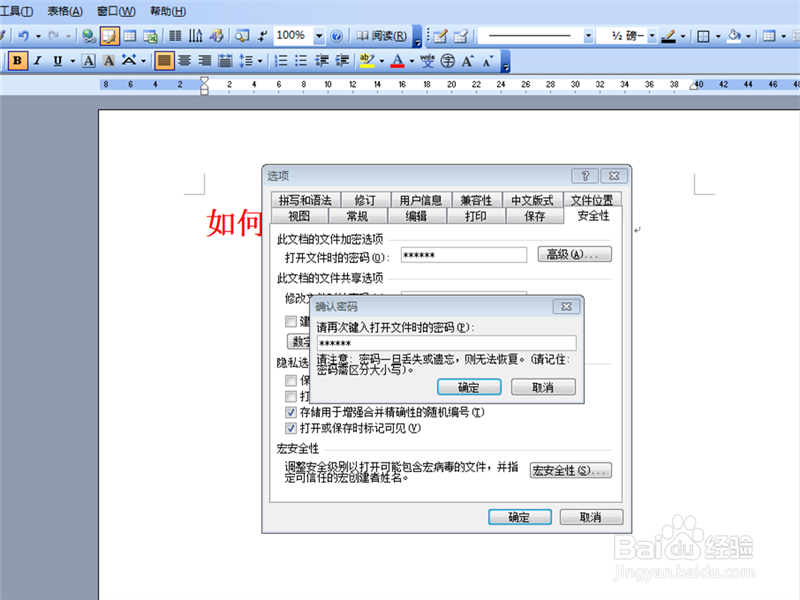 如何使用密码保护Word的文档