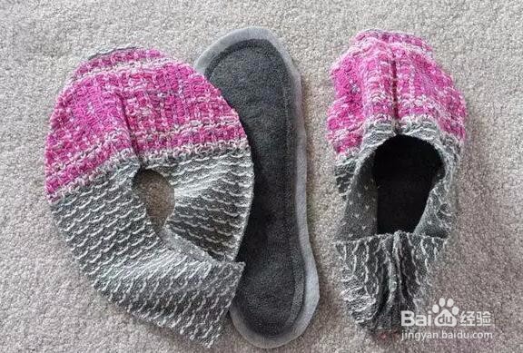 几个步骤就能让旧毛衣变为家居鞋
