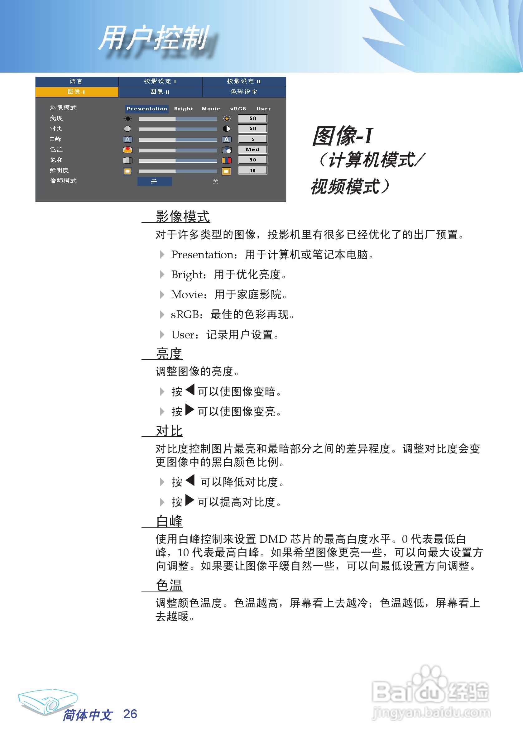 奥图玛投影机EP708型说明书:[3]