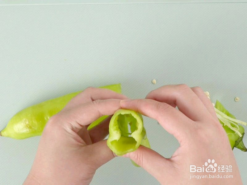 虎皮尖椒酿肉的做法