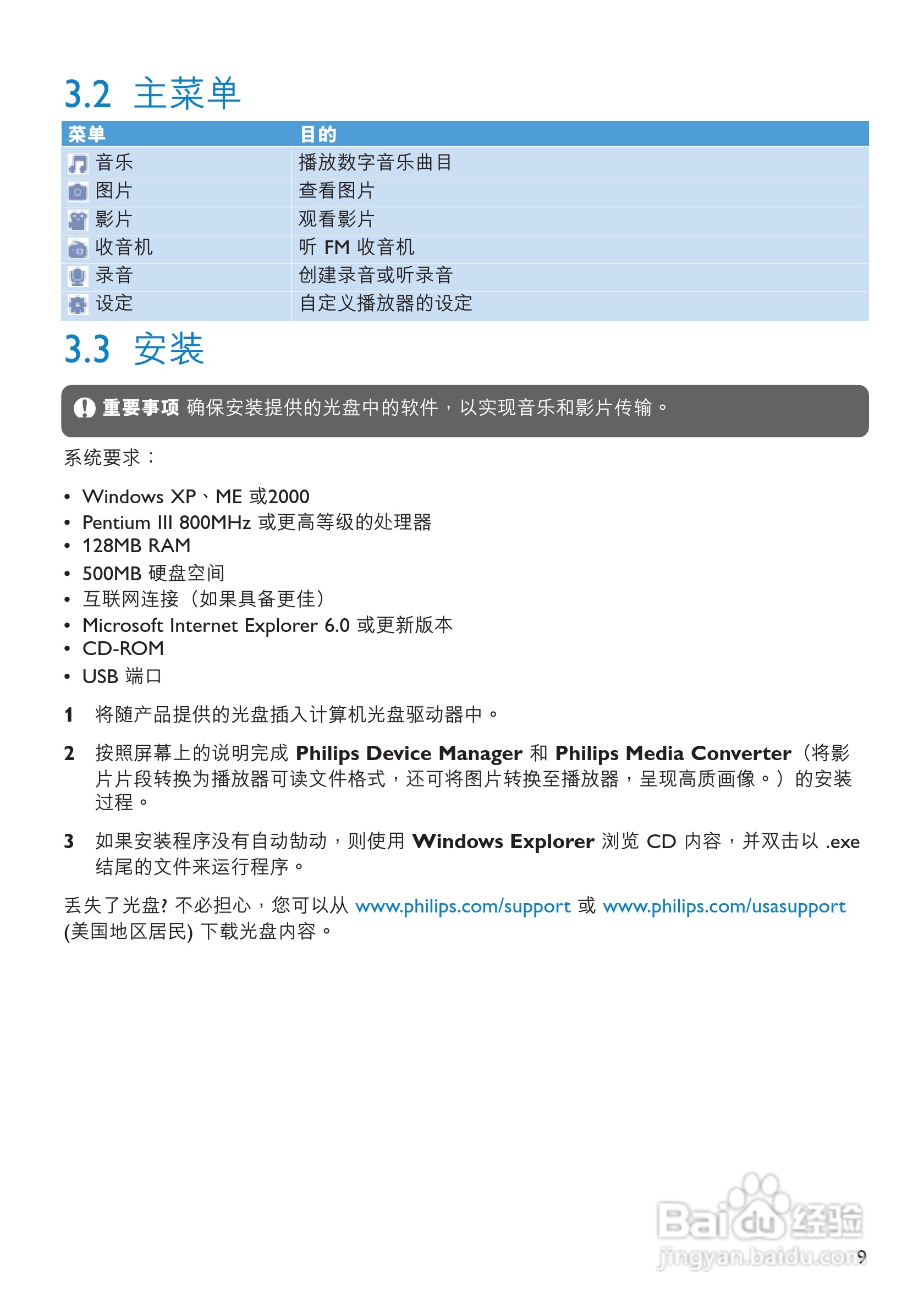 飞利浦SA3104闪存音频视频播放机使用说明书:[1]