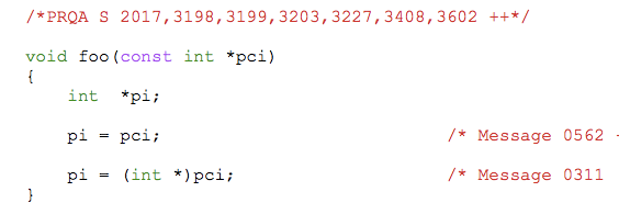 MISRA C Rule­10.3 0570 Rule­11.8 0311 0312