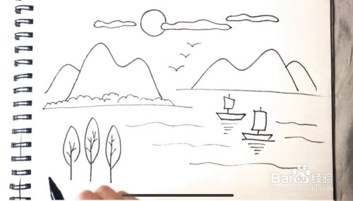 秋晚的江上诗配画怎么画