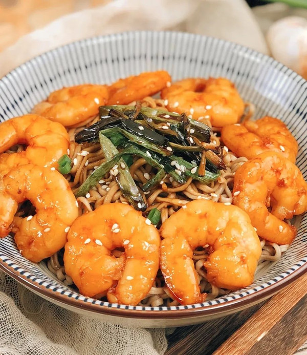 虾仁葱油荞麦面