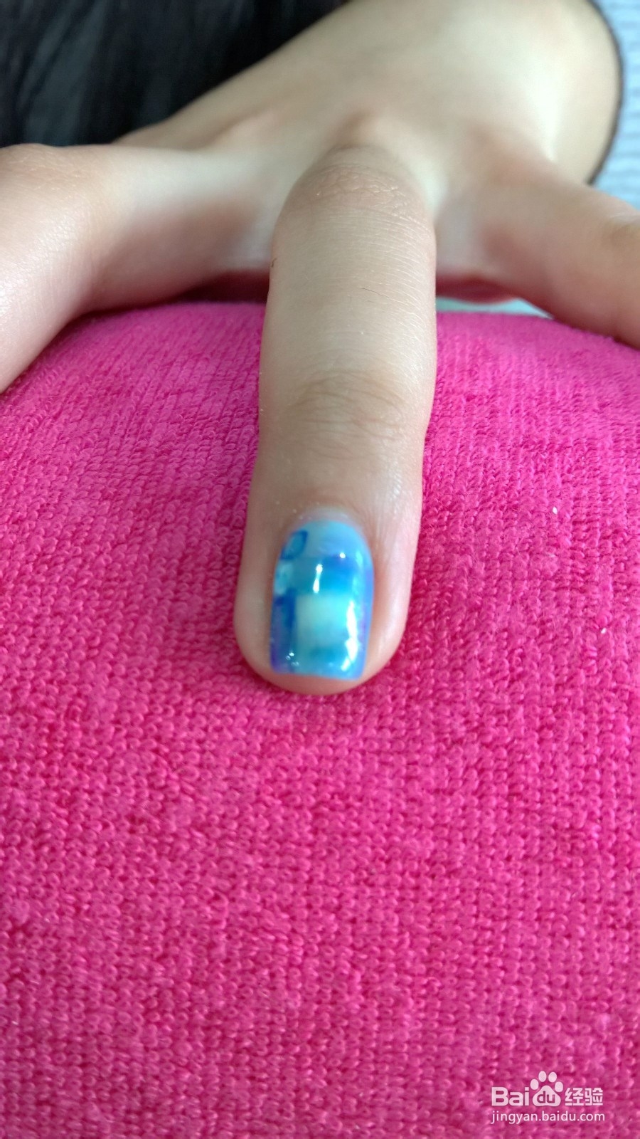 蓝色风情 美甲 十指细节图