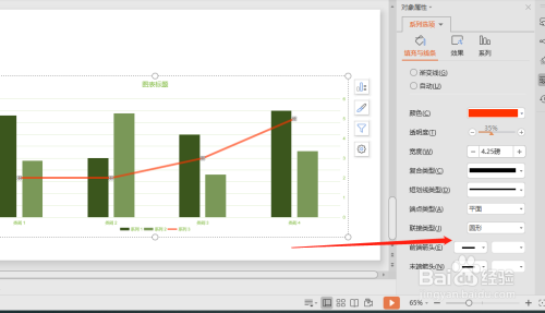 WPS PPT中折线图中折线怎样加上箭头