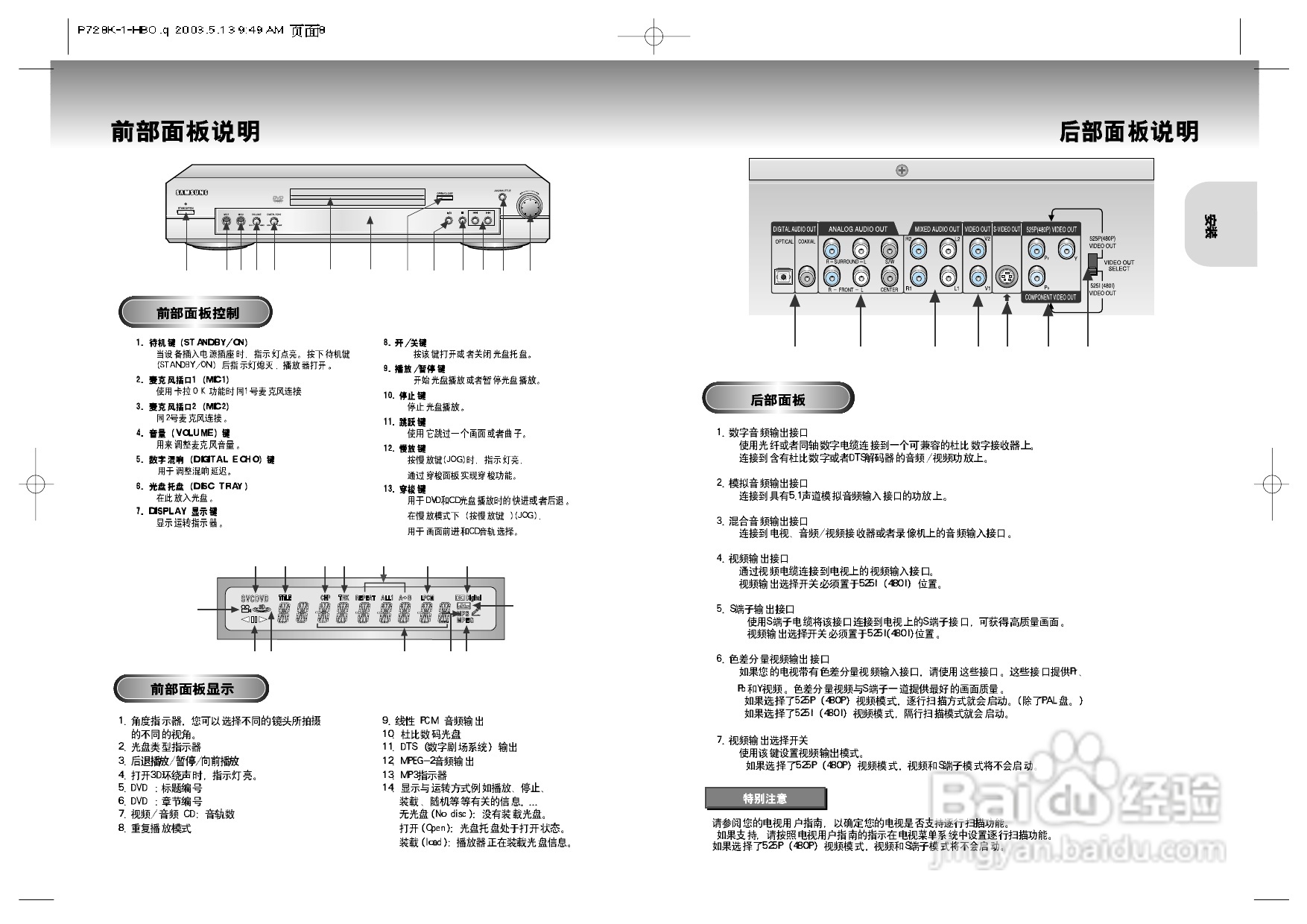三星DVD-P728K使用说明书:[1]