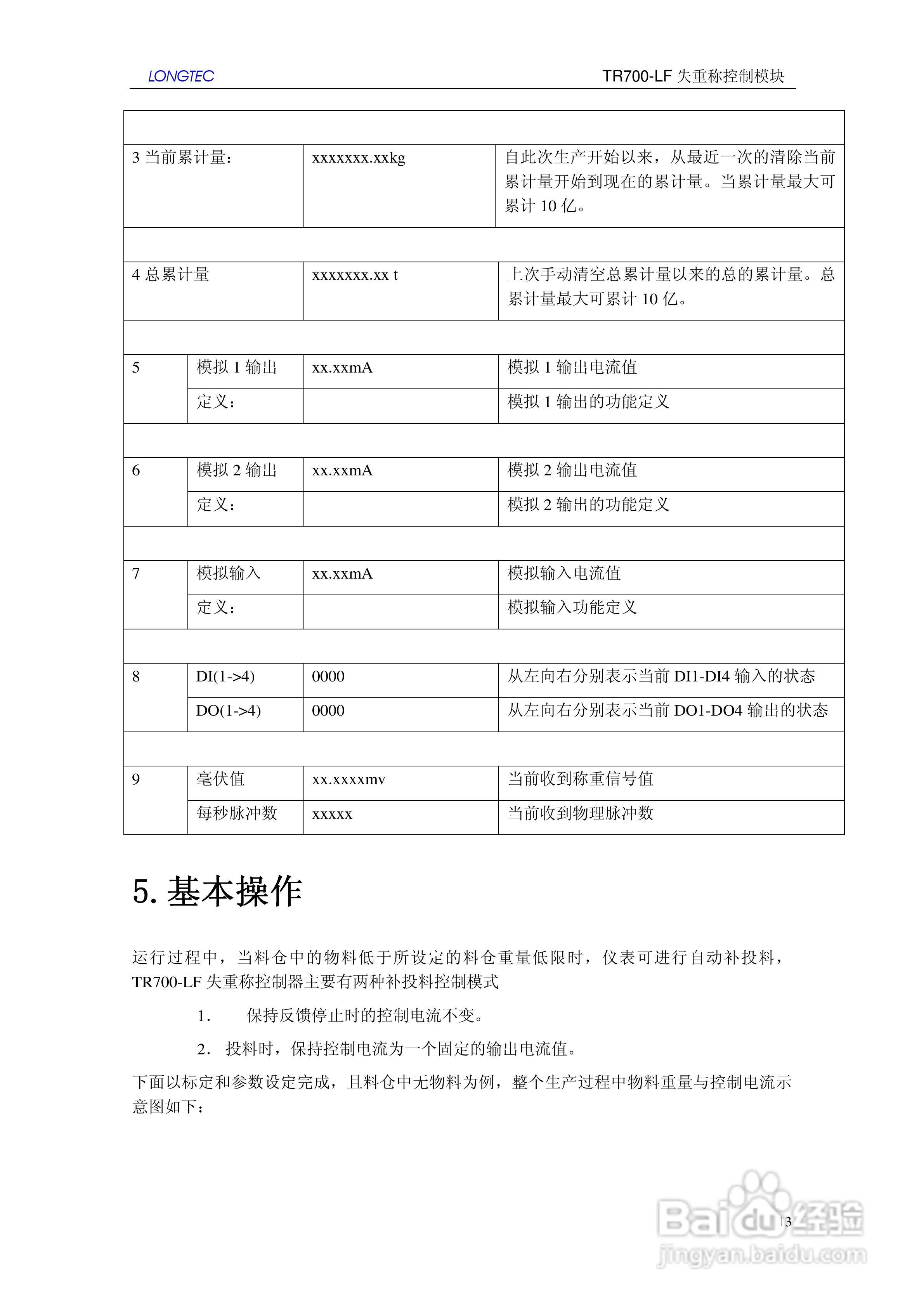 LONGTEC TR700-LF失重称控制模块使用说明书:[2]