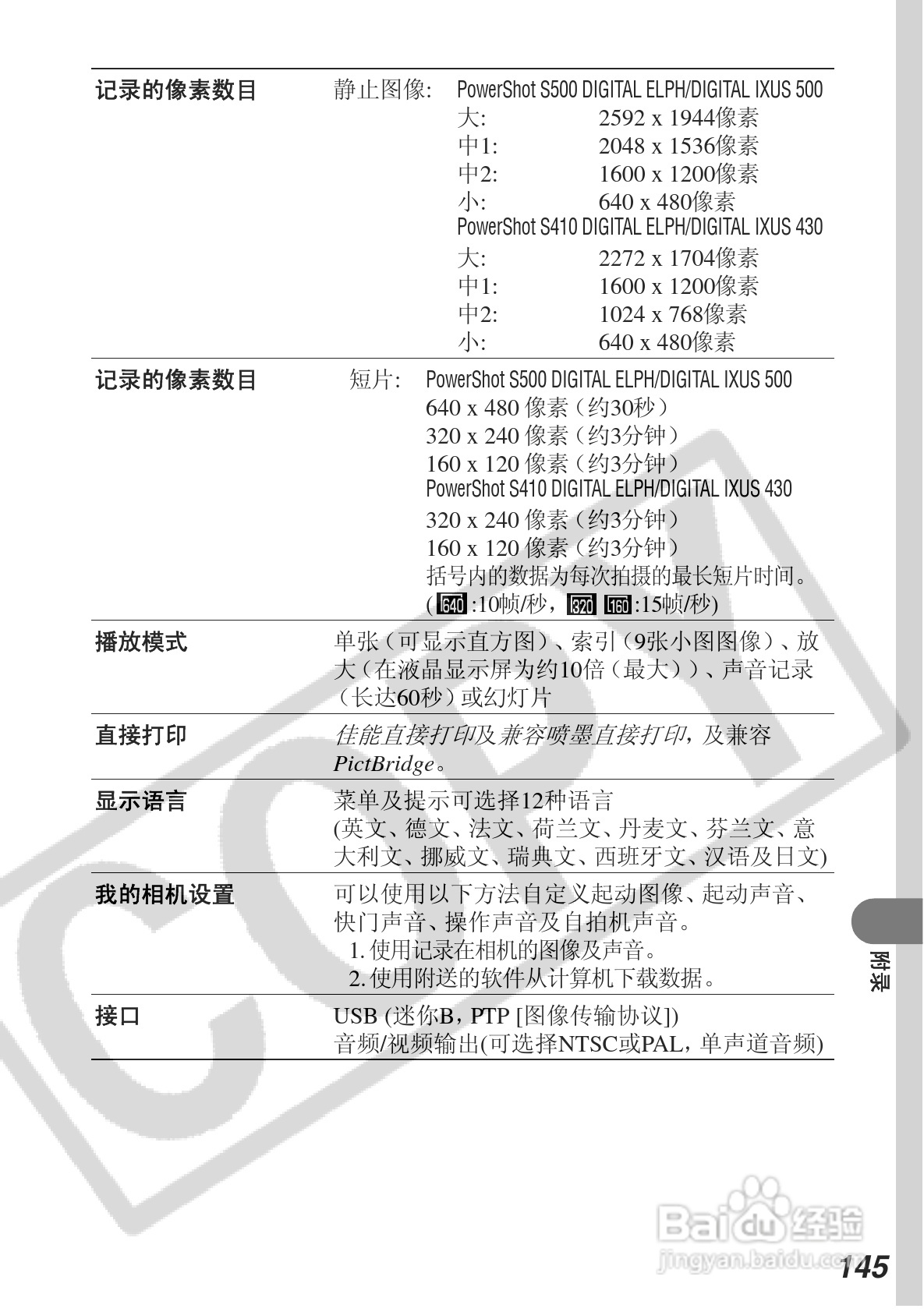 佳能DIGITAL IXUS 430数码相机使用说明书:[15]