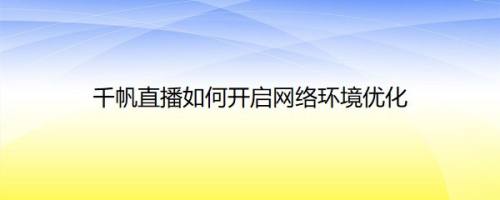 千帆直播如何开启网络环境优化
