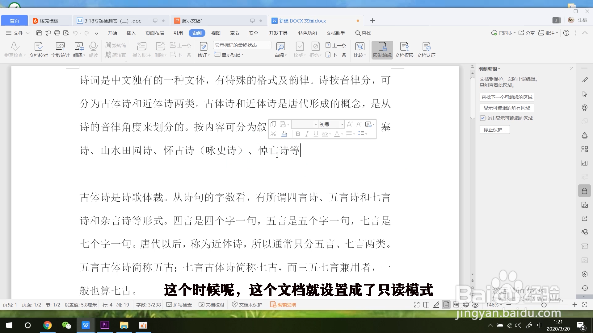 word文档如何设置文档保护