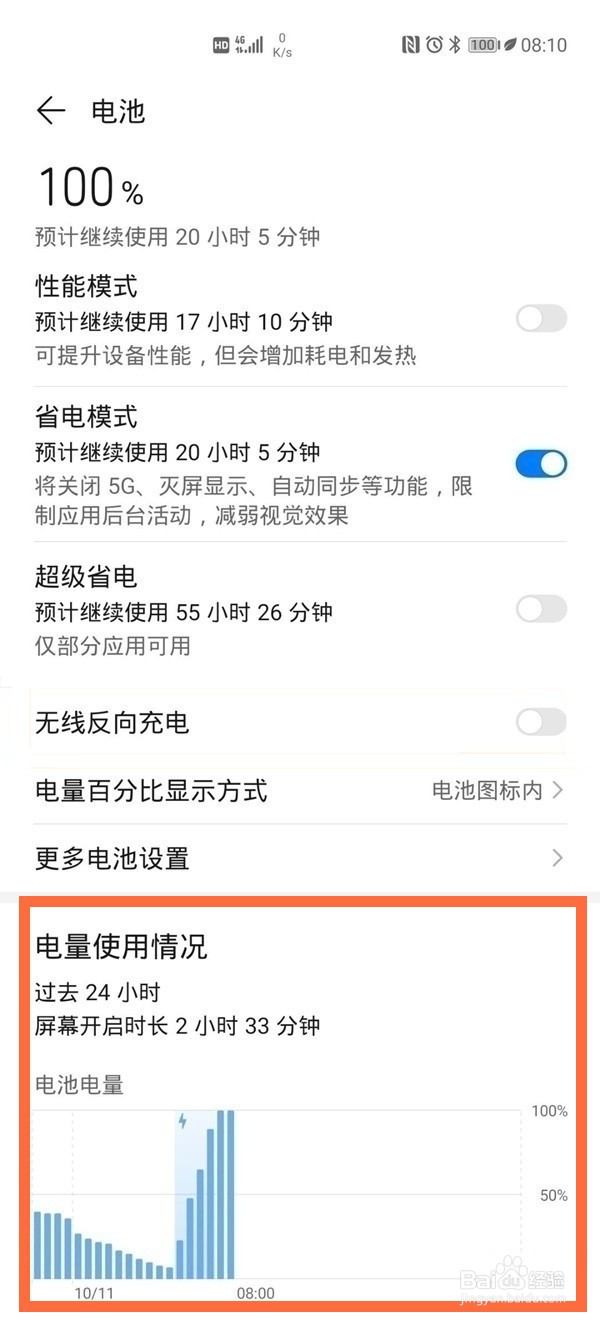 华为手机怎么查看电池电量使用情况