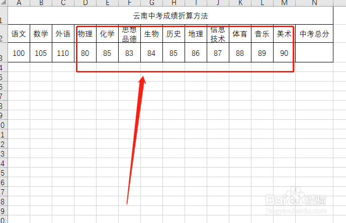 云南中考成绩折算方法