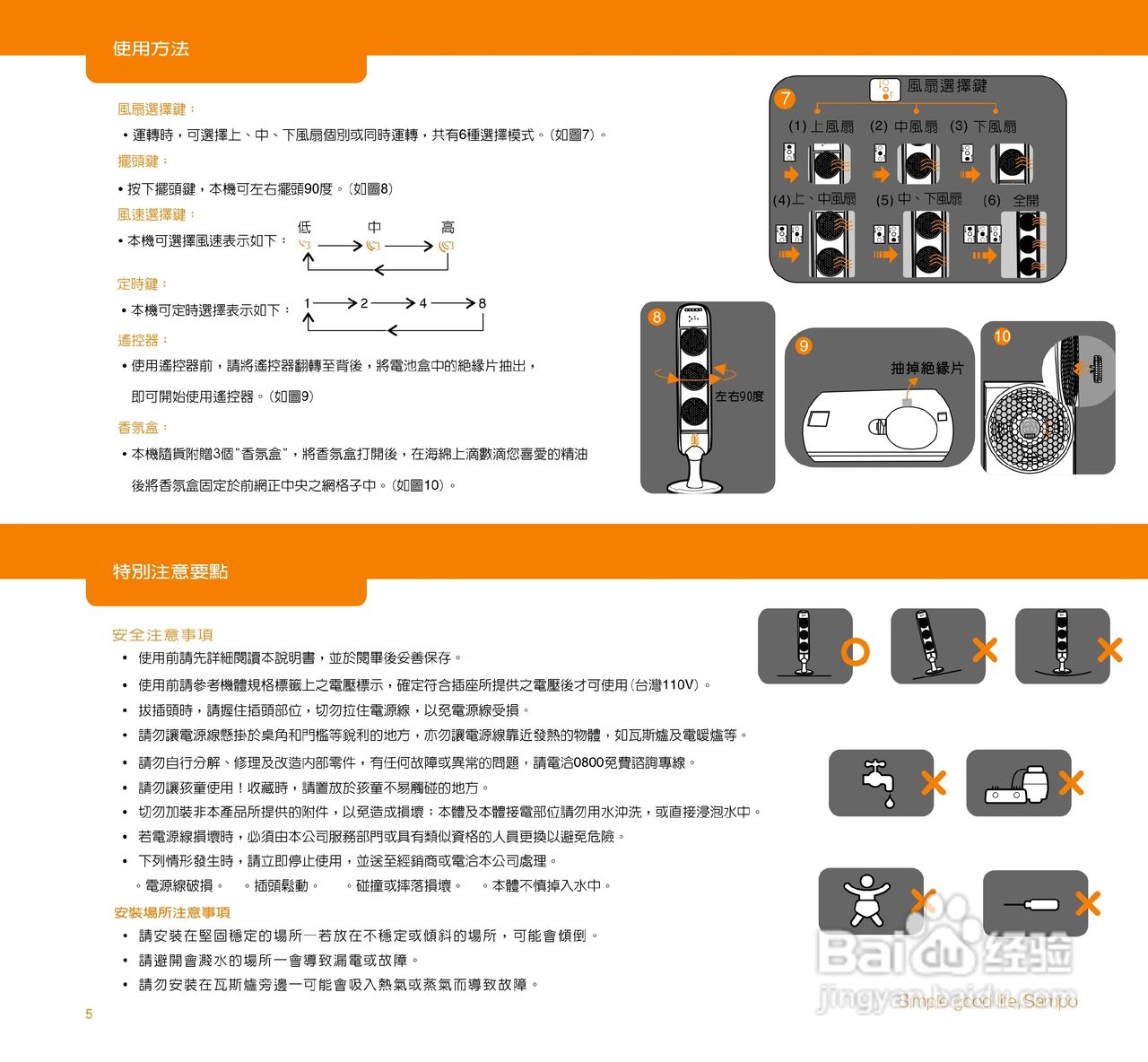 SAMPO SKS-L9110FL风扇使用说明书
