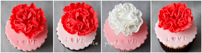 夕阳无限好--用翻糖康乃馨杯子蛋糕祝八十大寿