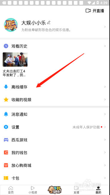 西瓜视频如何查看离线缓存列表，详细教程