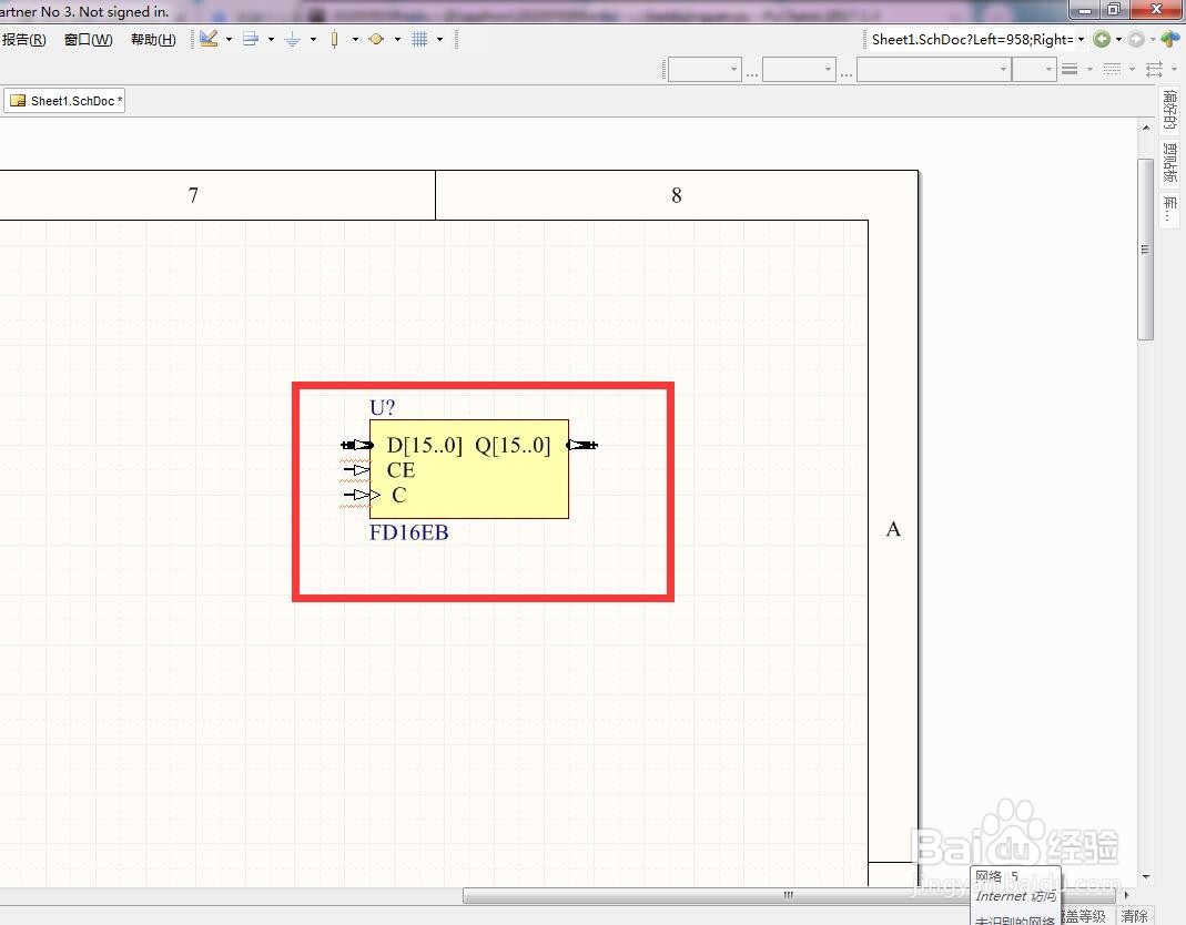 如何在AD中放置使能总线16位D型触发器?