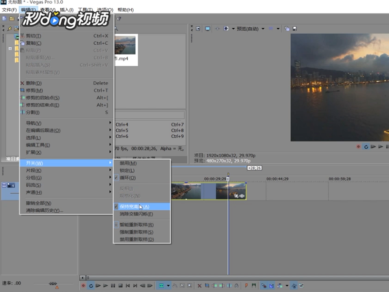 Vegas中如何保持宽高比