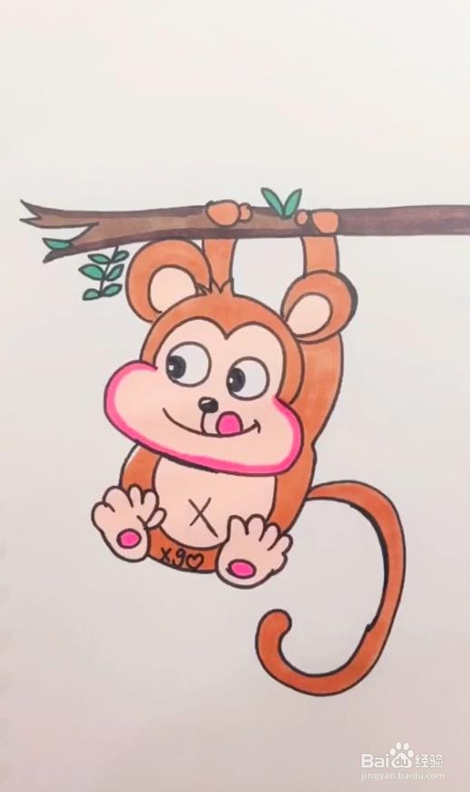 猴子爬树简笔画简单图片