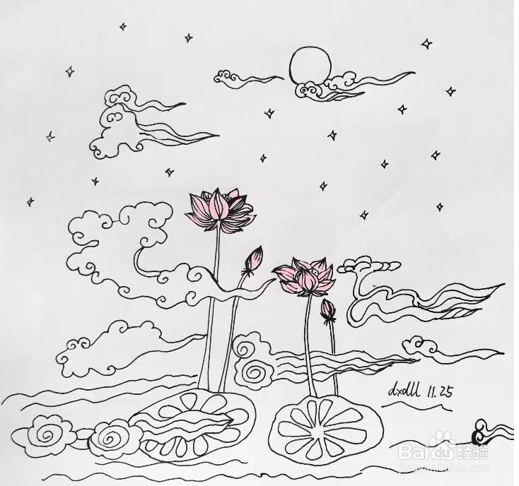 仙气缭绕的场景用水彩笔怎么画