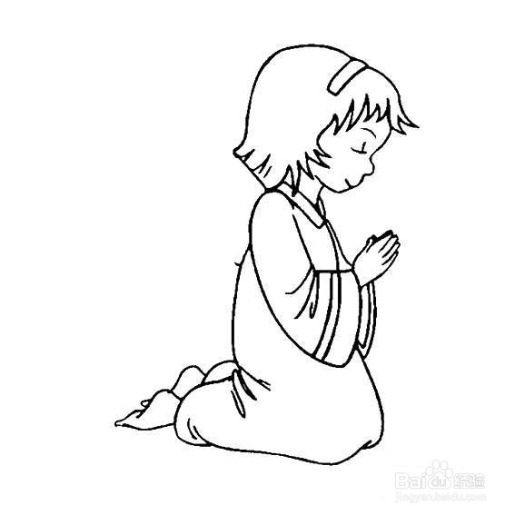 祈祷的小天使简笔画