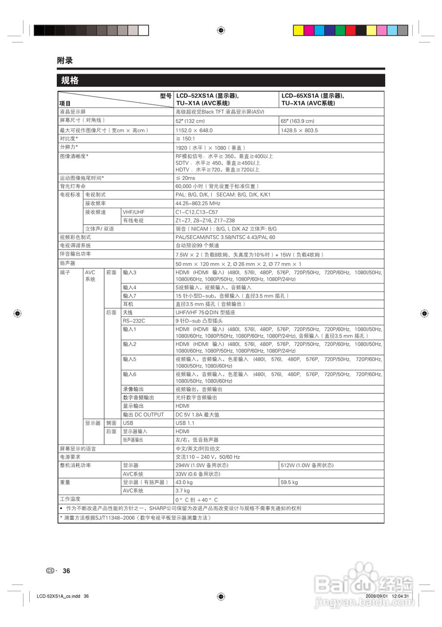 夏普液晶电视LCD-52XS1A型说明书:[4]
