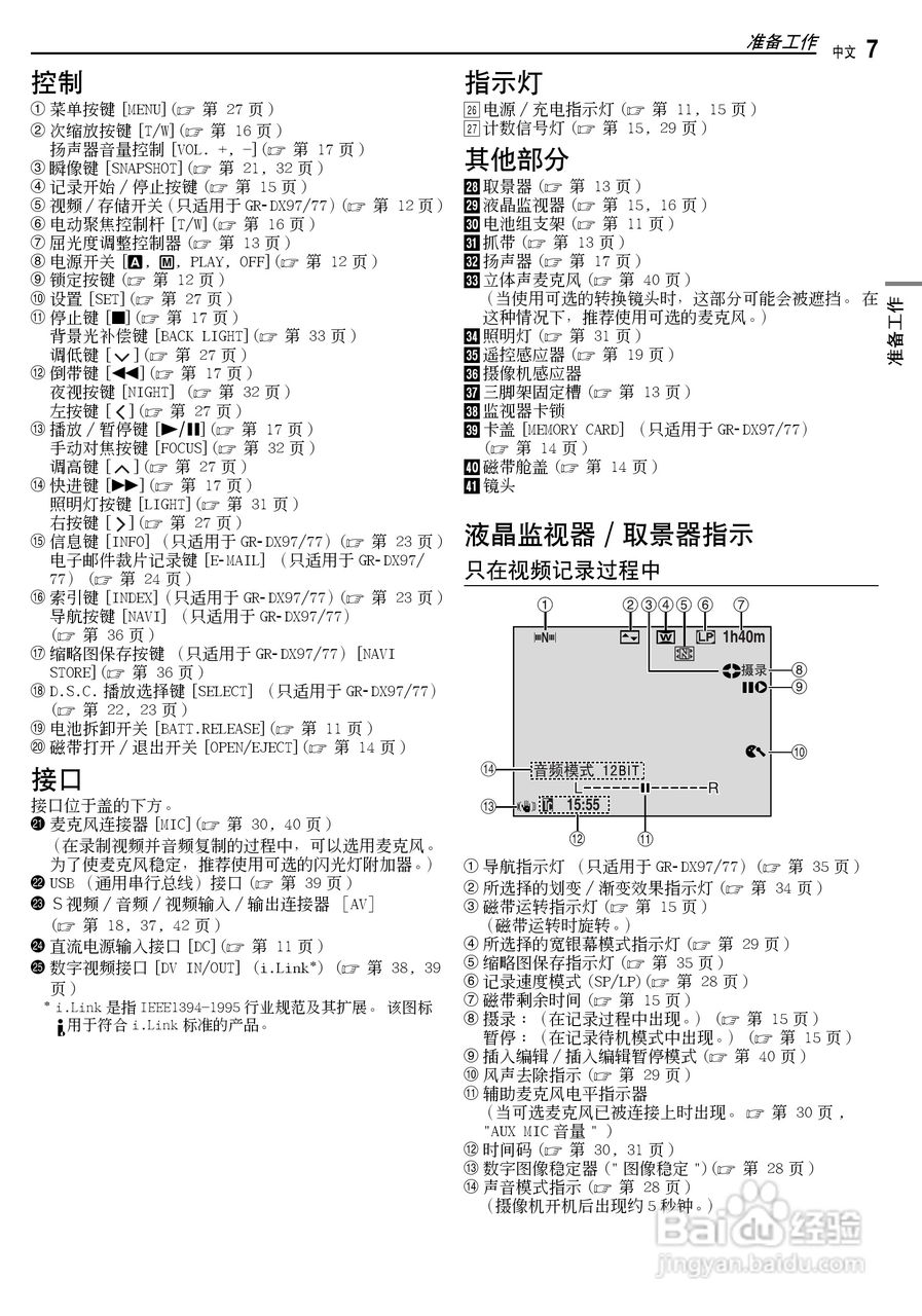 JVC GR-DX37AC数码摄像机说明书:[1]