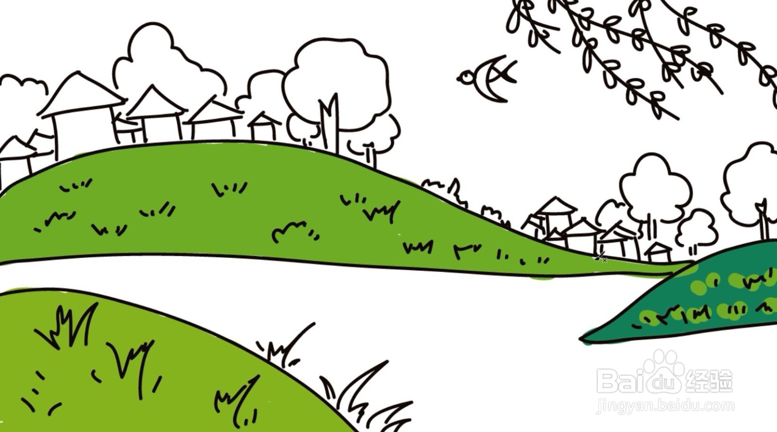 彩色的春天简笔画