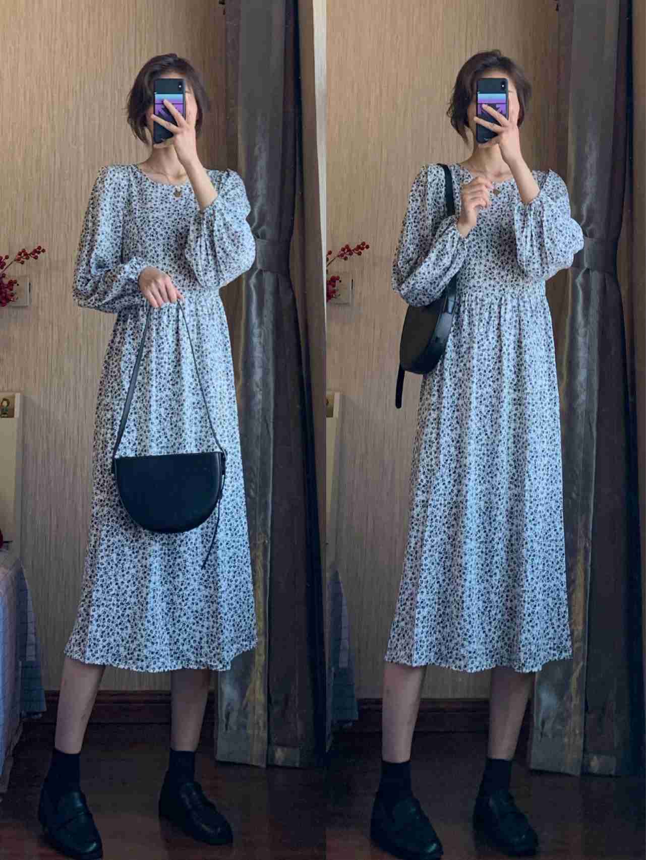 175 95的穿搭分享|秋冬穿搭必备的碎花裙