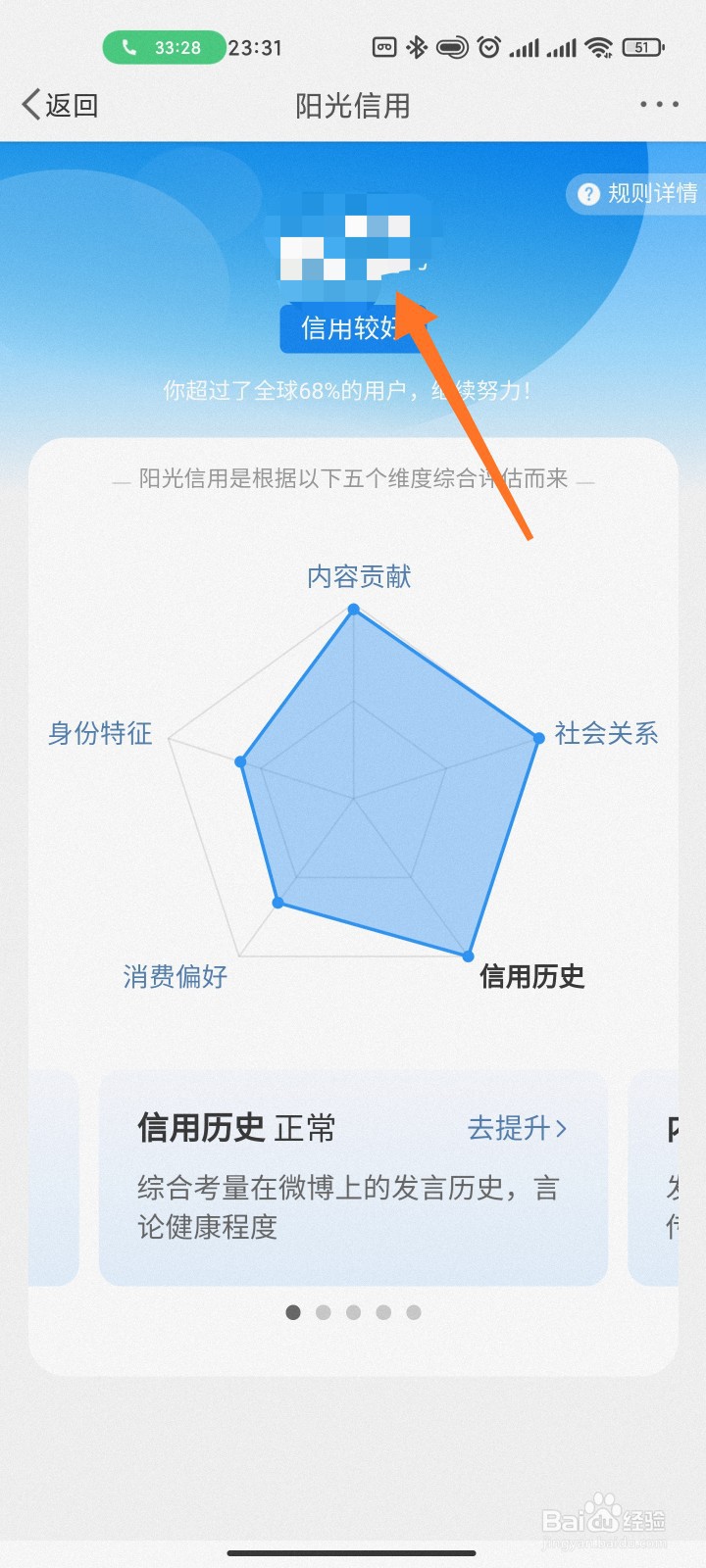 微博阳光信用分怎么看