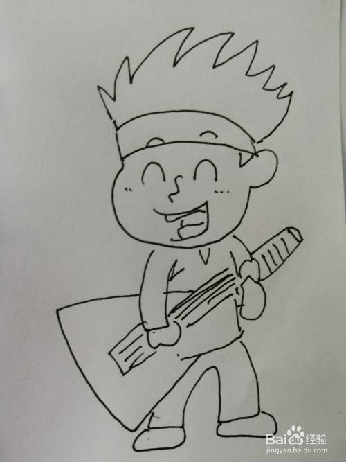 弹吉他的小男孩怎么画