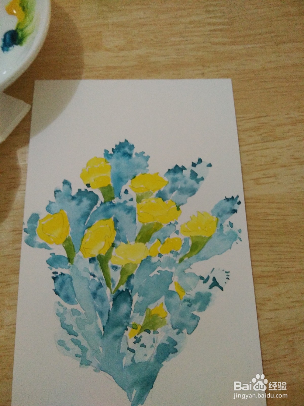 如何用白卡纸画一束仙人掌花朵