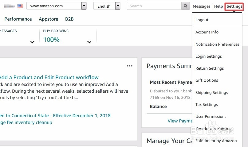 Amazon卖家后台主页（2）（英文界面）