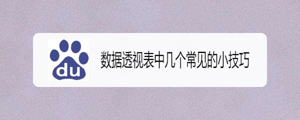 数据透视表中几个常见的小技巧