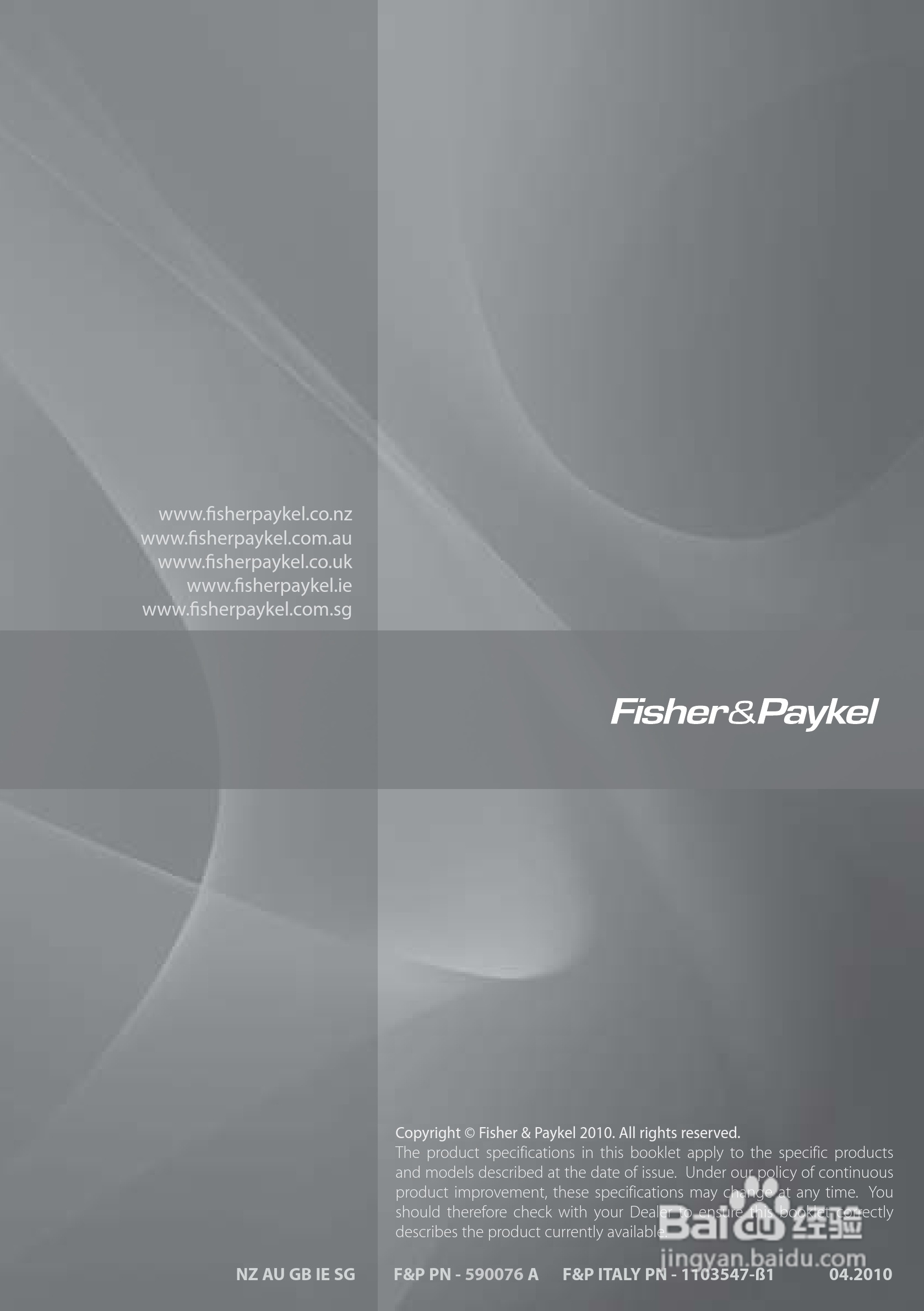 斐雪派克OB60SCEW4嵌入式烤箱说明书:[2]